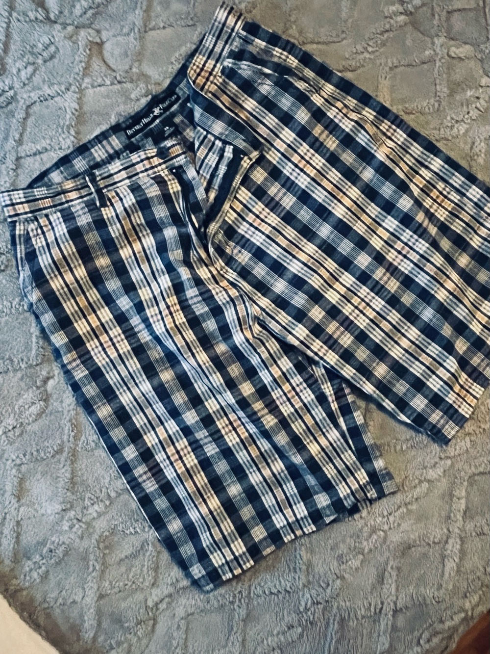 Beverly Hills Polo Club Plaid Shorts | Size 36 | Madras Navy Prep Y2K